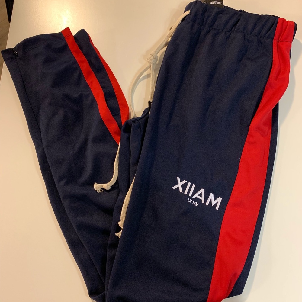 12AM Run x EPTM Track Pants Navy/Red Large